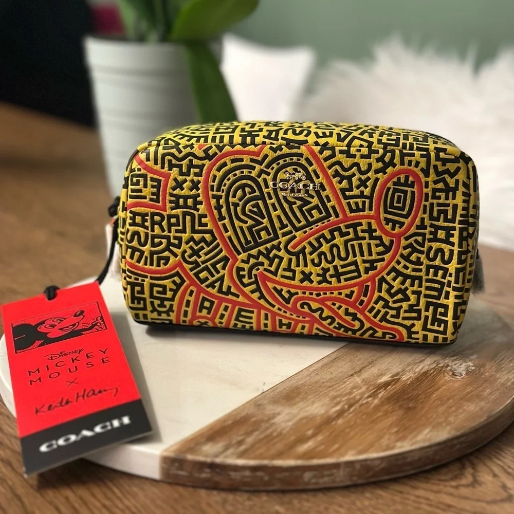 NWT! NEW! Coach Mickey Mouse x Keith Harring Pouch Limited Edition Cosmetic Bag